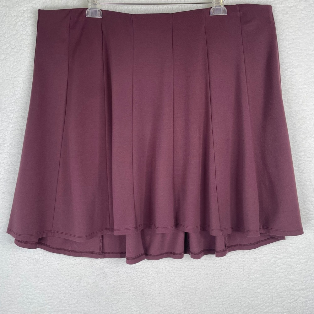 Torrid Womens Plus Size 3 Plum Burgundy Paneled Stretch Skater Mini Skirt